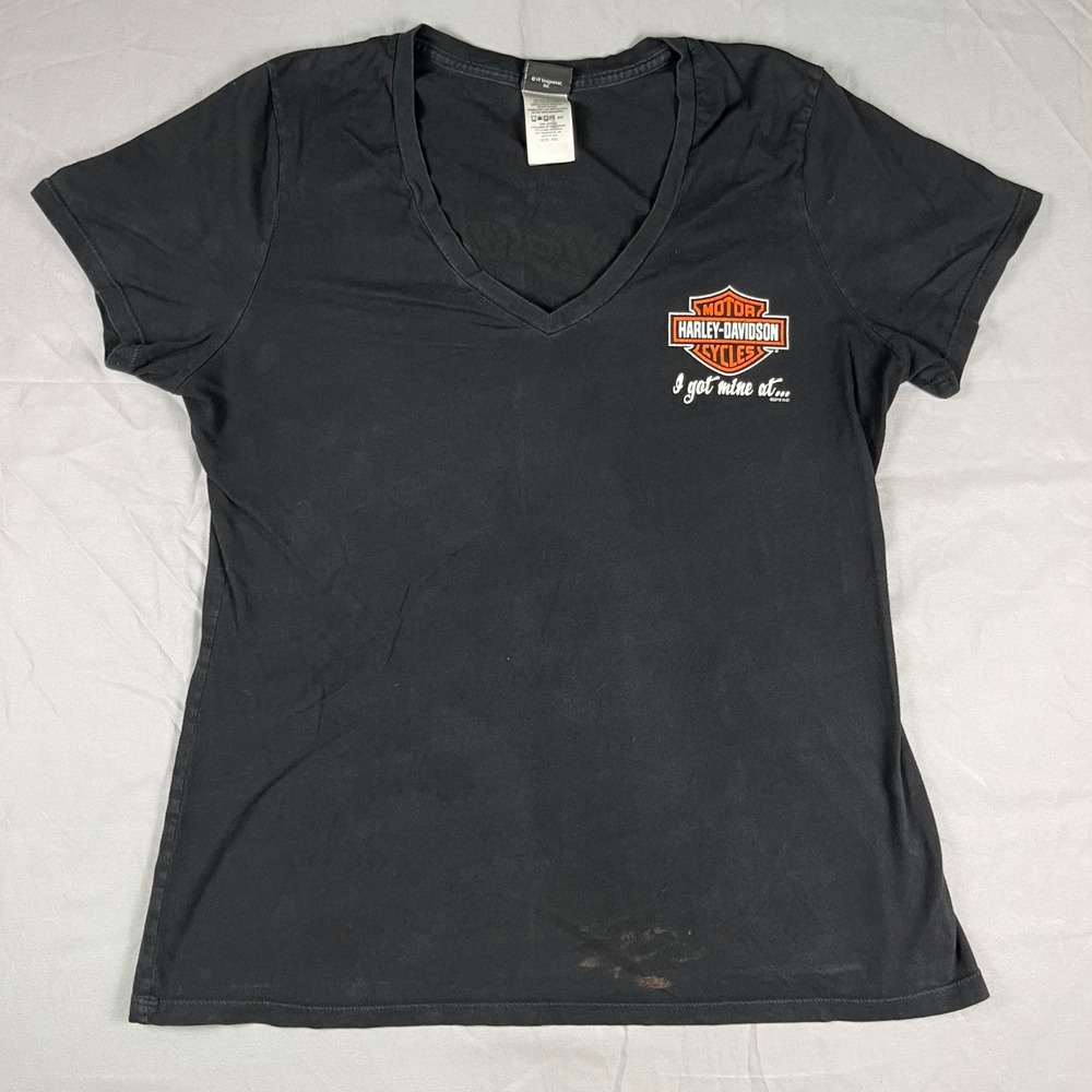 Harley-Davidson Barnett El Paso Texas V-Neck Graphic T-Shirt Black Womens XXL